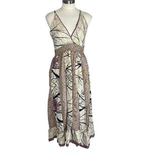 Boho Patchwork Maxi Dress Neutral Earthy Y2K